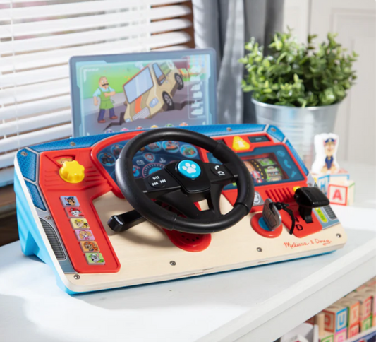 PAW Patrol Rescue Mission Wooden Dashboard – Interactive Steering Wheel Toy with Lights, Sounds & Mission Cards | Ages 3–5