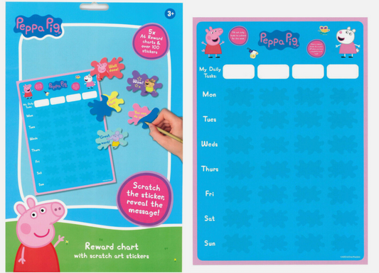 Peppa Pig Children’s Reward Chart – Scratch Art Fun with 100+ Stickers!