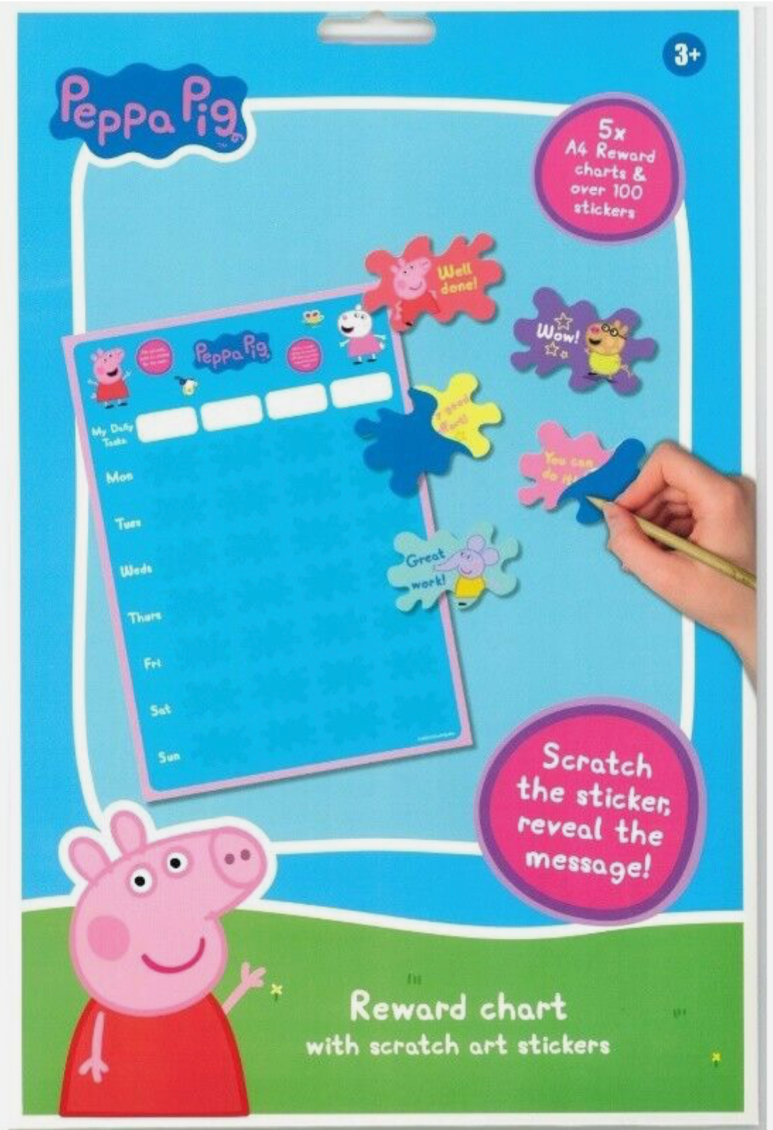 Peppa Pig Children’s Reward Chart – Scratch Art Fun with 100+ Stickers!