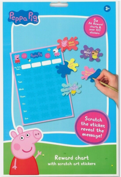 Peppa Pig Children’s Reward Chart – Scratch Art Fun with 100+ Stickers!