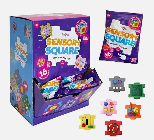 Toy Mania Assorted Sensory Squares – Spin, Push, Pop & Twist Fun for Ages 3+