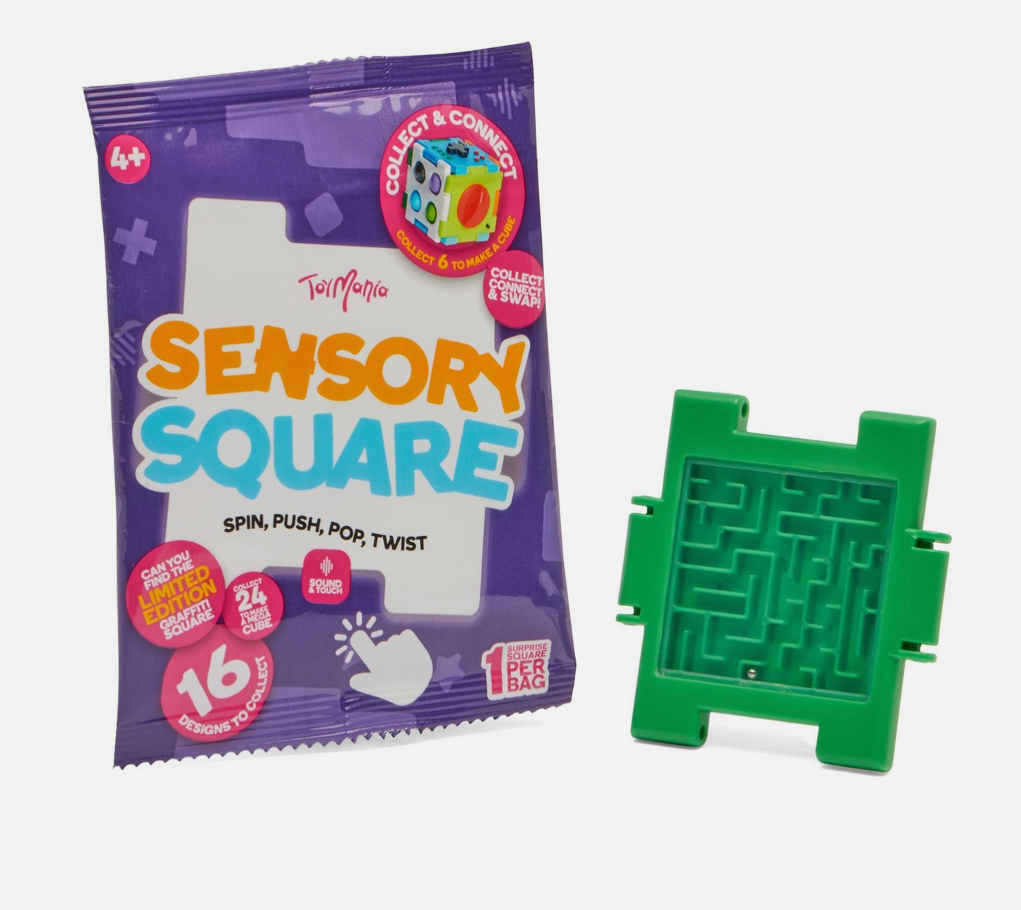 Toy Mania Assorted Sensory Squares – Spin, Push, Pop & Twist Fun for Ages 3+