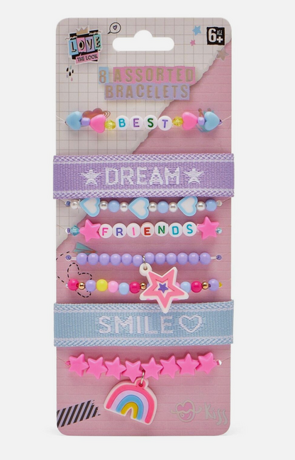Love The Look 8-Pack Children’s Friendship Bracelets – Colourful, Adjustable & Perfect for Sharing (Ages 6+)