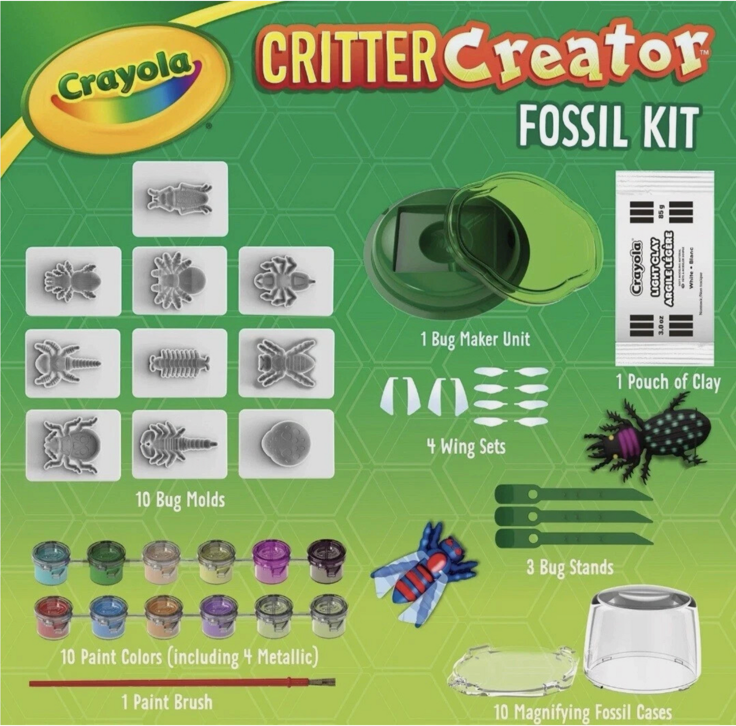 Crayola Critter Creator Fossil Kit – Build, Paint & Fossilise 10+ Bugs with Metallic & Washable Paints (Ages 7+