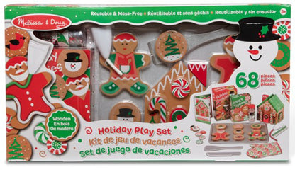Melissa & Doug Deluxe Holiday Baking Set – Wooden Gingerbread House & Cookie Decorating Playset