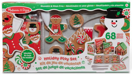 Melissa & Doug Deluxe Holiday Baking Set – Wooden Gingerbread House & Cookie Decorating Playset