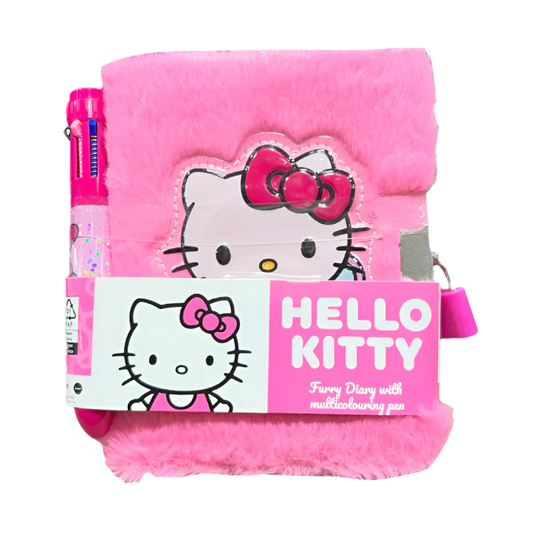Hello Kitty Fluffy Notebook with Multicolour Pen – Cute & Creative Stationery for Kids