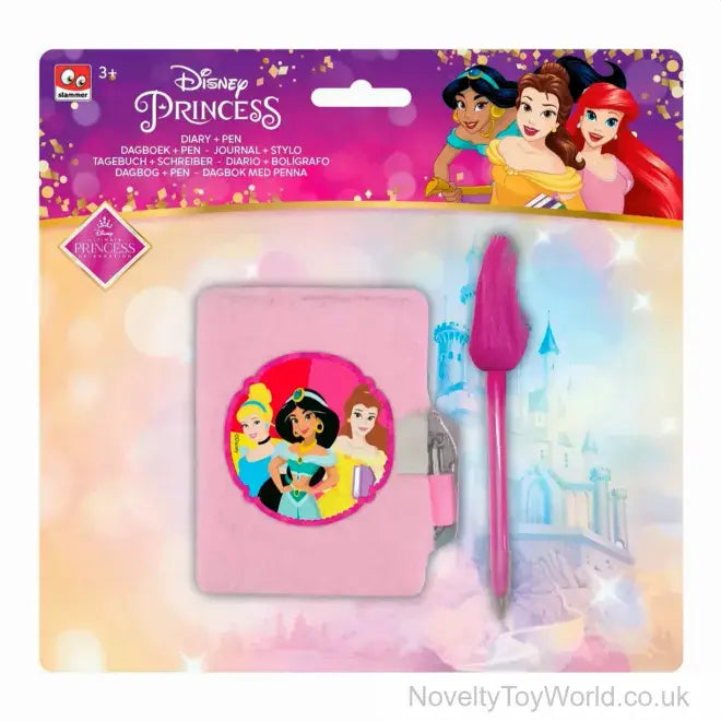 Disney Princess Diary Plush & Pen Set – Fluffy Pen & Notebook Gift for Kids