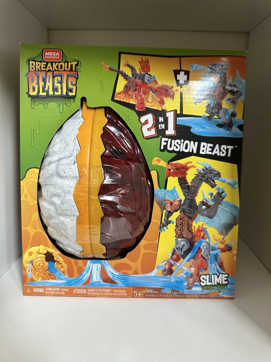 Mega Construx Breakout Beasts 2‑in‑1 Fusion Beast Set – Buildable Dragons with Slime Surprise (Ages 5+)