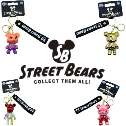 3D Street Bears Keychain & Strap | 24 Assorted Collectible Designs