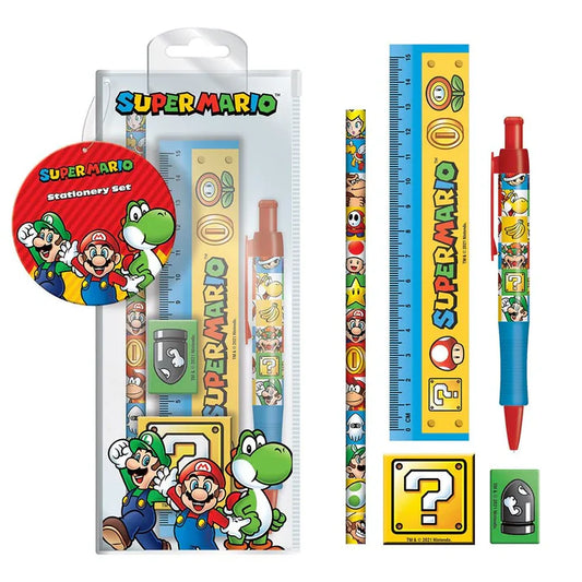 Super Mario 5-Piece Stationery Set | Official Nintendo School Supplies for Kids