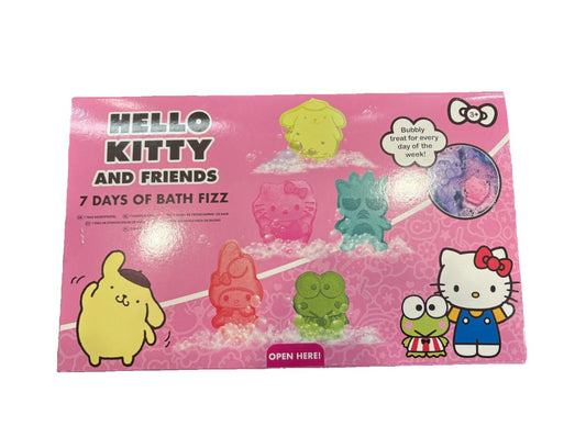 HELLO KITTY 7 Day Bath Fizzer Set – Kids Bath Bomb Gift Set with a Surprise for Every Day