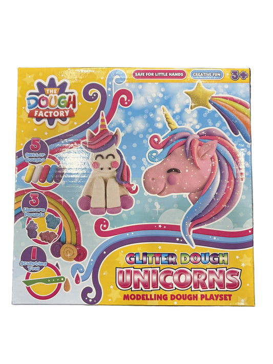 Unicorn Mini Glitter Dough Set – 9 Piece Unicorn Modelling Dough Playset for Kids